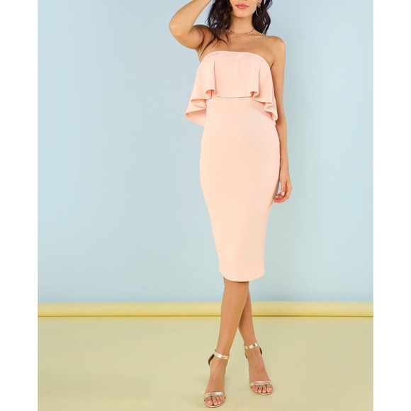 pastel pink midi dress